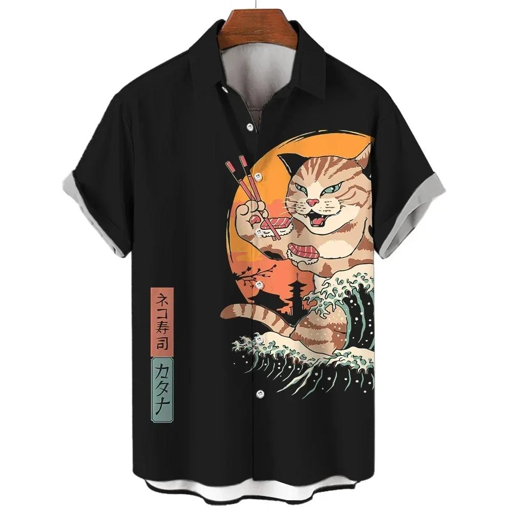 Mode vêtements pour hommes Cool samouraï chat hauts été nouveaux vêtements pour hommes décontracté à