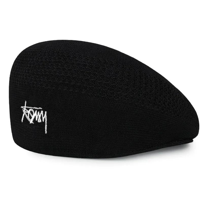 Nouveau Béret en Laine Tricoté Respirant en Maille Fine pour Hommes et Femmes, Style Luxe Quatre Sai