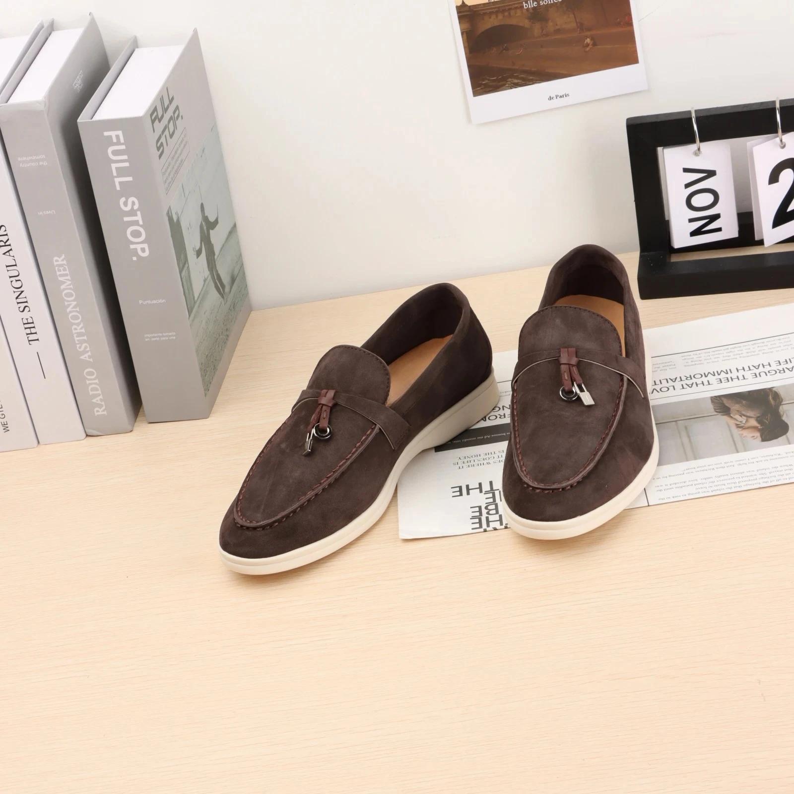 Mocassins Femme en Daim avec Décor de Nœud, Chaussures Légères et Respirantes