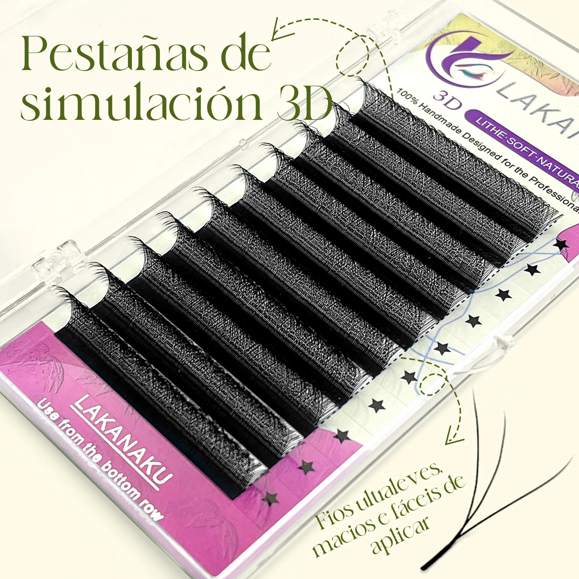 LAKANAKU 6 plateaux 3D W forme Extensions de cils Volume Francese Fans Fio 3W Cilios en forme de cil