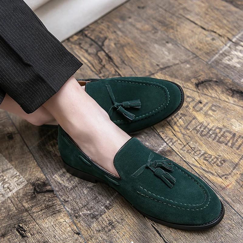 Mocassins d'été en daim à pampilles pour hommes, style italien 2026, souples et de haute qualité, ch