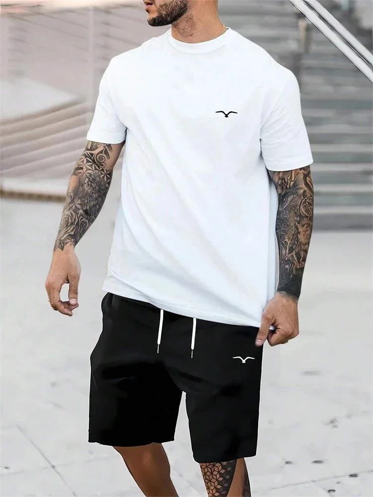 T-shirt à manches courtes et col rond pour homme, short à cordon de serrage, respirant, à séchage ra