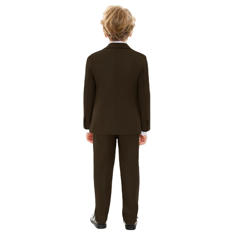 Ensemble Costume Marron Garçon Printemps Automne Nouveau Tenue Enfant Cérémonie Mariage Anniversaire