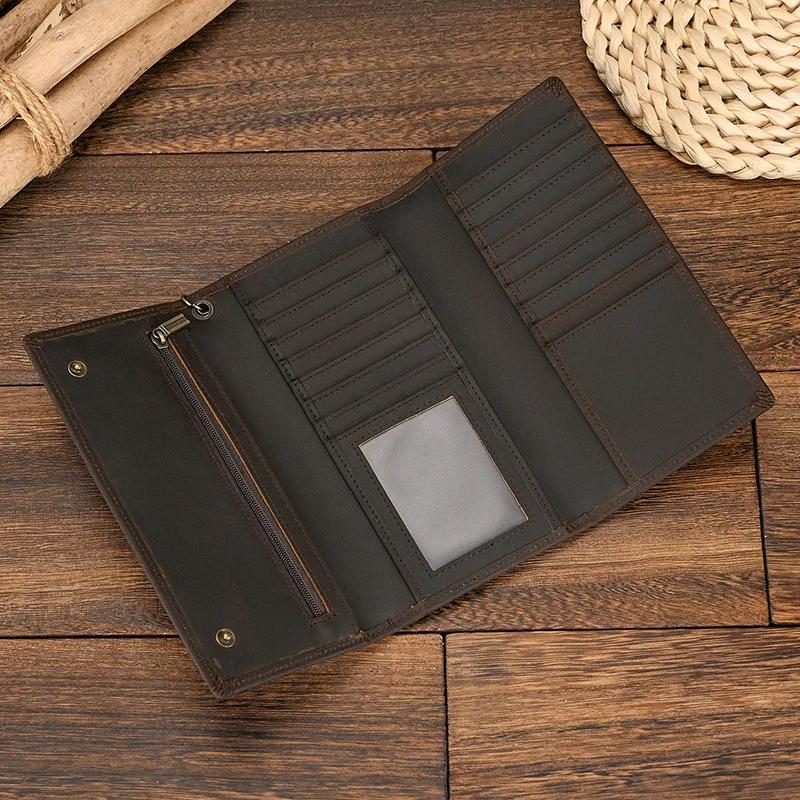 Porte-monnaie à pince en cuir véritable pour homme, portefeuille multi-cartes avec fer JOWrist, port