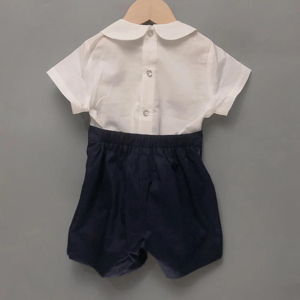 Ensemble de Boutique pour enfants, 2 pièces, smocks espagnol, en coton et lin, costume à manches cou