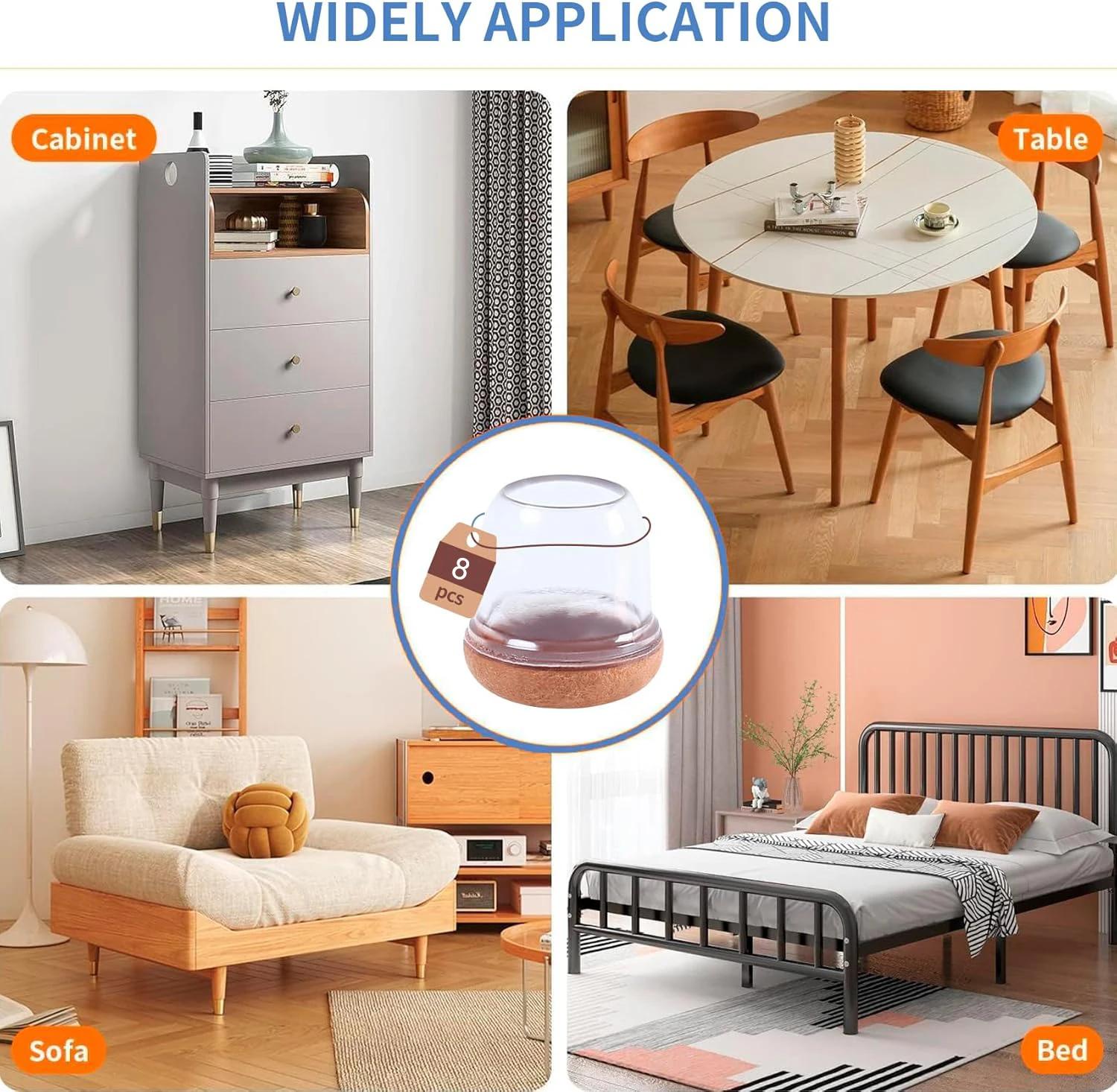 Couvre-jambes en silicone pour meubles, protège-jambes de table et de chaise, protège-pieds optiques