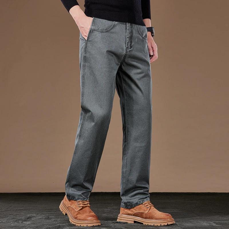 100% coton pantalons droits décontractés automne nouvelle mode ample confortable épaissi pantalons d