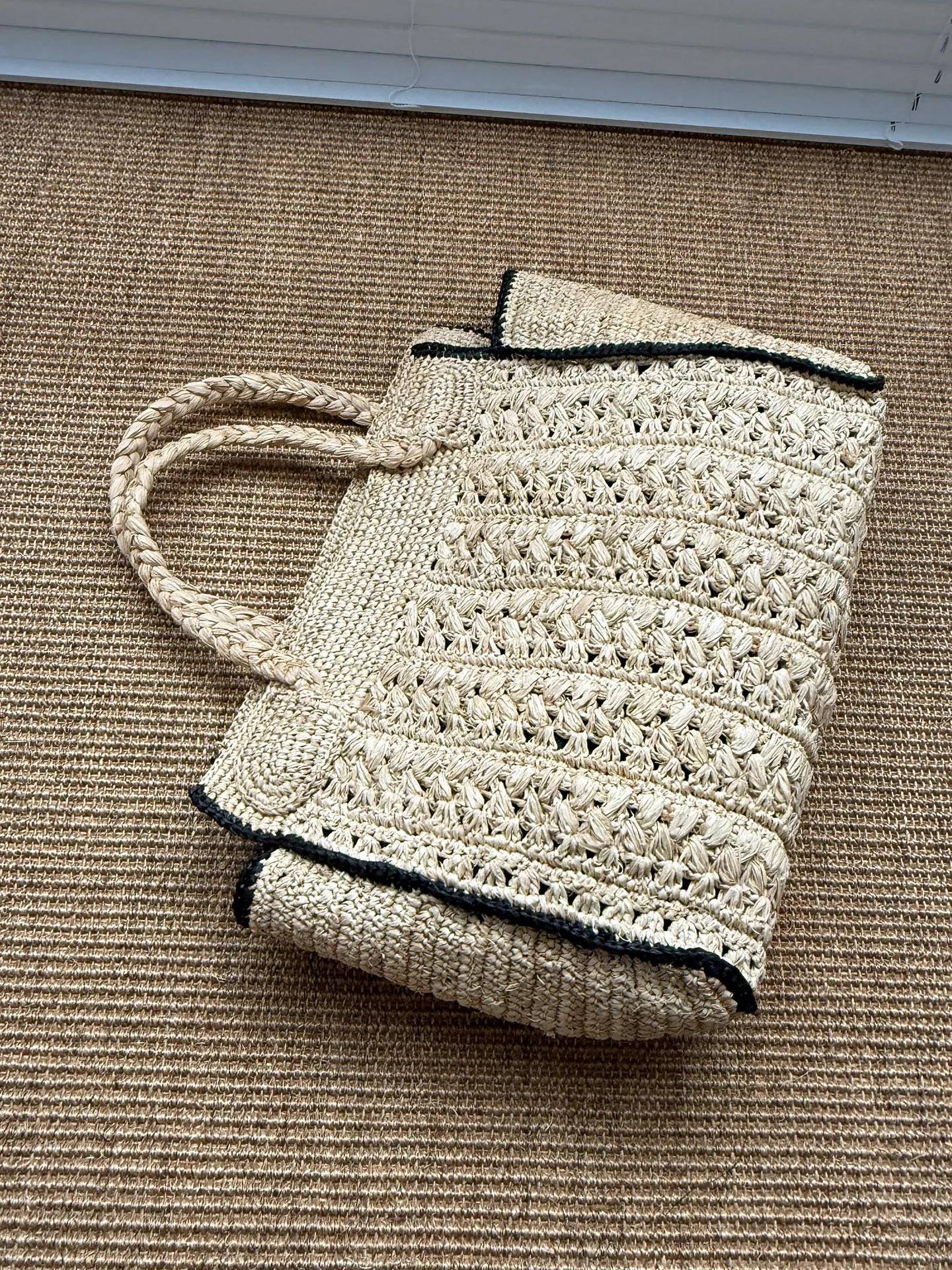 Sac de plage tressé vintage français Lafite, fait main, polyvalent, grande capacité, pour femme, ten