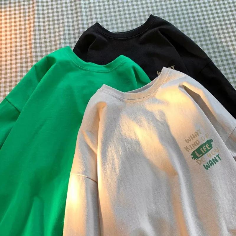 T-shirt ample et respirant à manches courtes pour homme, style minimaliste japonais, imprimé lettres