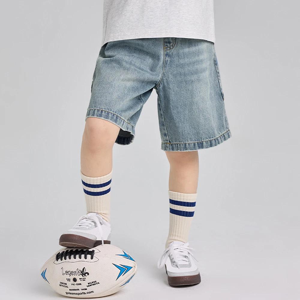 Shorts en jean à jambes larges pour garçons Dave Bella, 7-13 ans, jeans d'été, pantalon de cowboy po