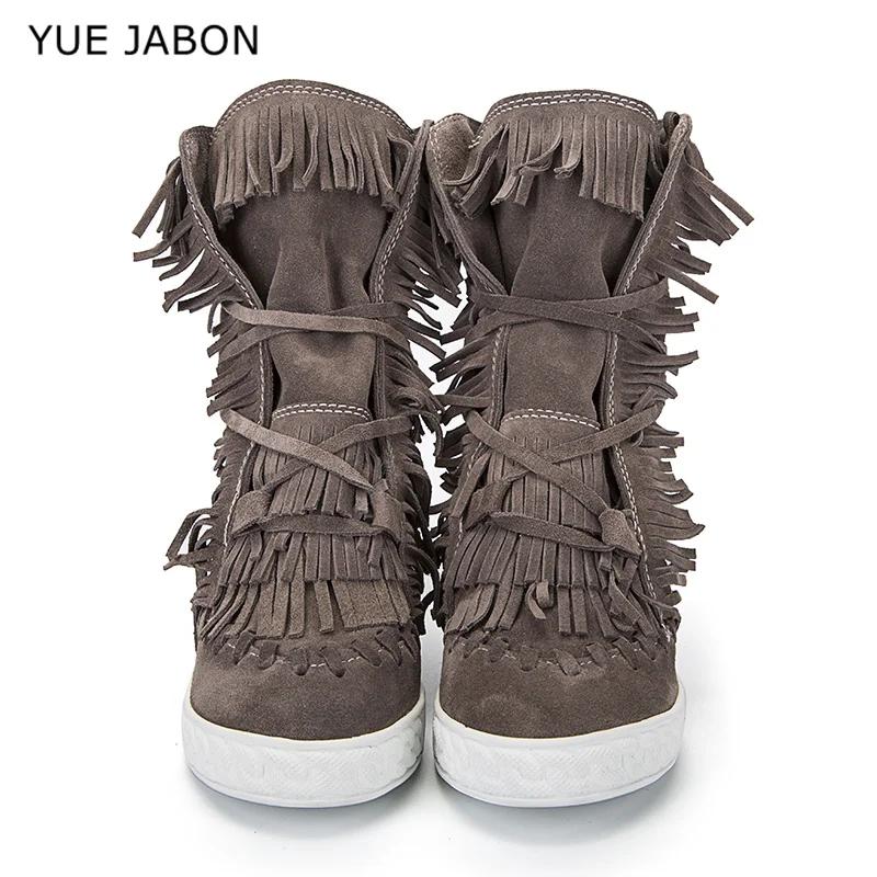 Bottes de rinçage en daim pour femmes, cuir véritable, haut, pompon, dames, recommande d'augmenter l