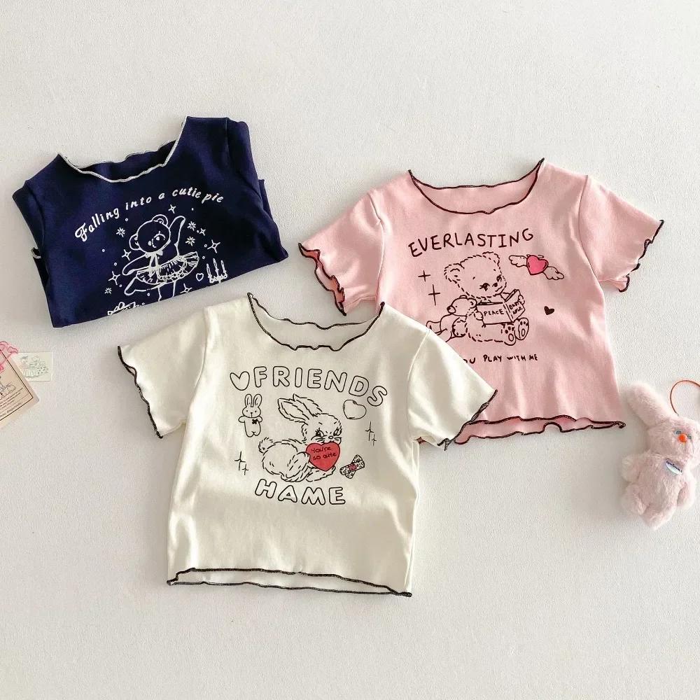 Vêtements décontractés pour bébés de 18 à 5 ans, T-shirt à manches courtes imprimé Animal de dessin 