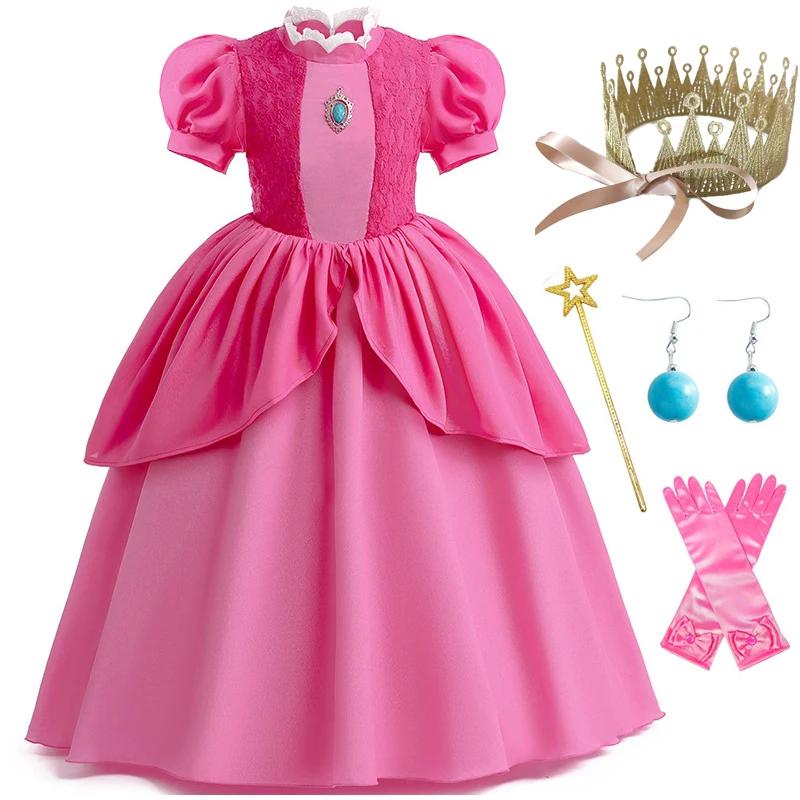 Robe princesse en mousseline de soie et dentelle pour filles, cosplay, robes de soirée éducatives, c