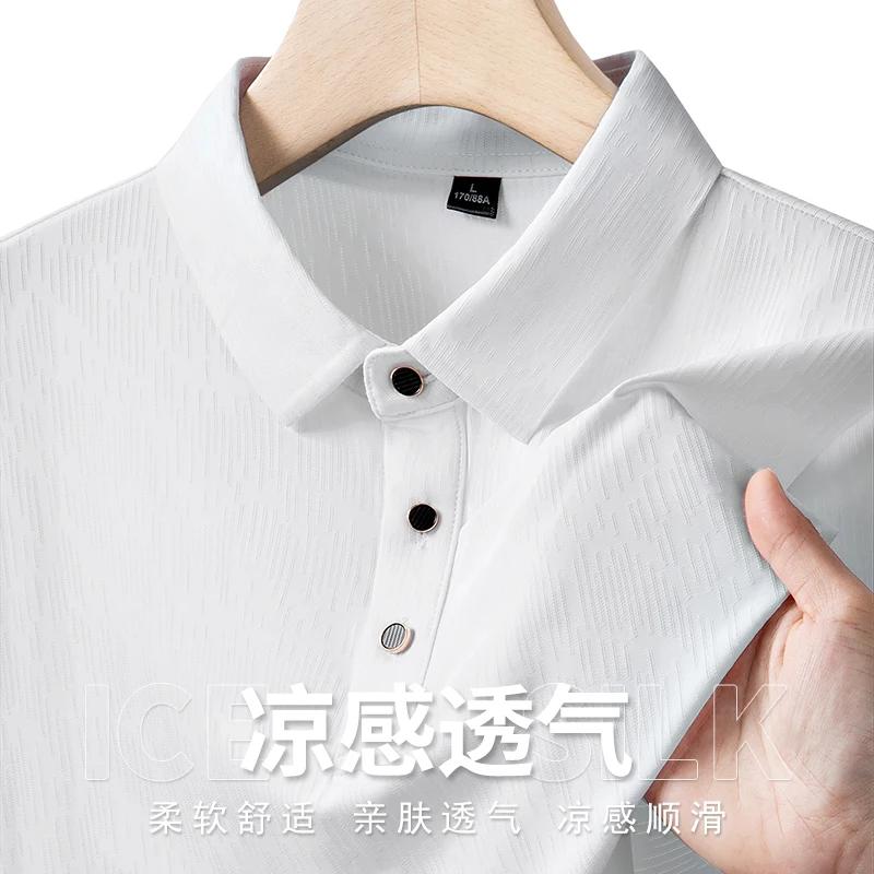 Polo homme M-7XL 8XL 9XL Nouveauté été – Polo homme à manches courtes en soie glacée de haute qualit