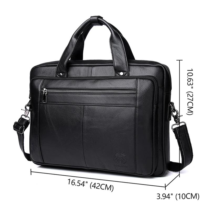 SCHLATUM Sac d'ordinateur de bureau en cuir véritable pour hommes, Porte-documents d'affaires, sacs 