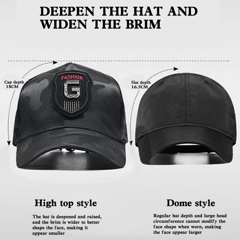 Casquette de baseball Big Head LyumabovTall Crown CamSolomon pour homme, casquette à visière, chapea