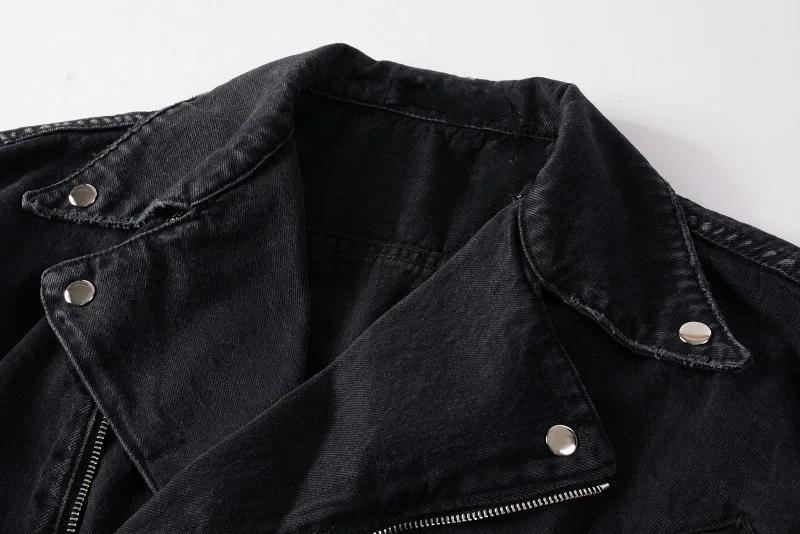 Veste en jean pour homme, col rabattu, fermeture éclair, manches longues, style vintage délavé, stre