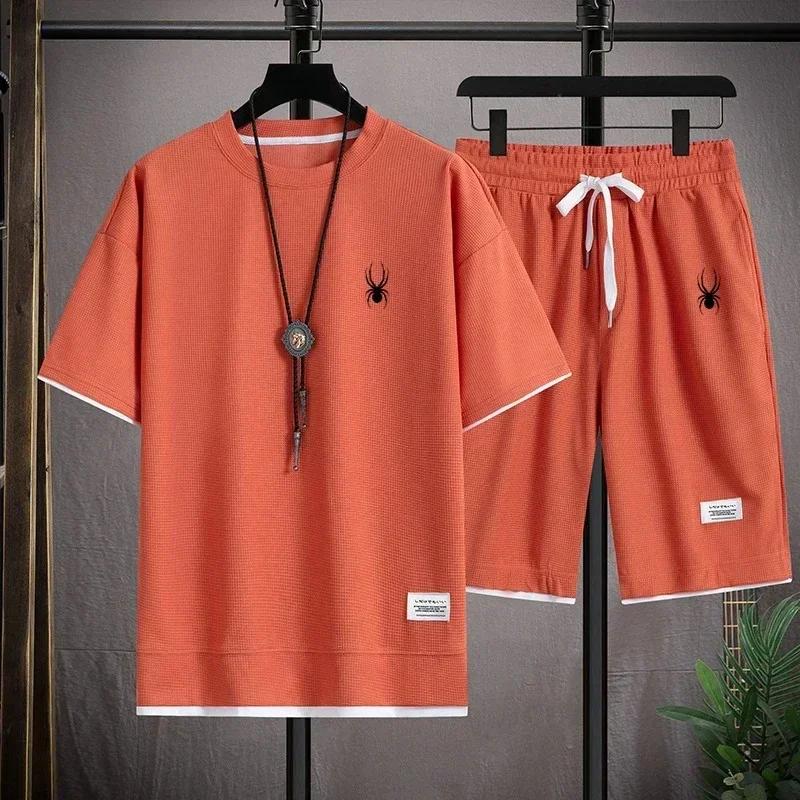 Ensemble T-shirt à manches courtes et short de sport pour hommes, vêtements de sport décontractés et