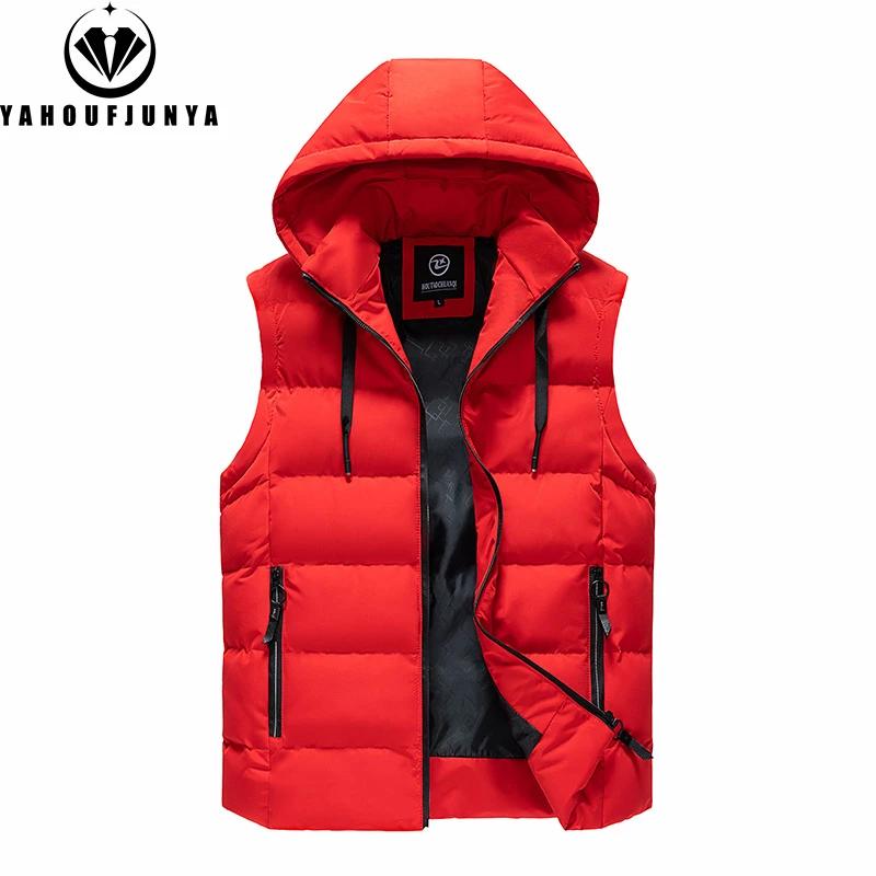 Hommes automne sans manches en plein air décontracté solide chaud gilet hommes hiver détachable à ca