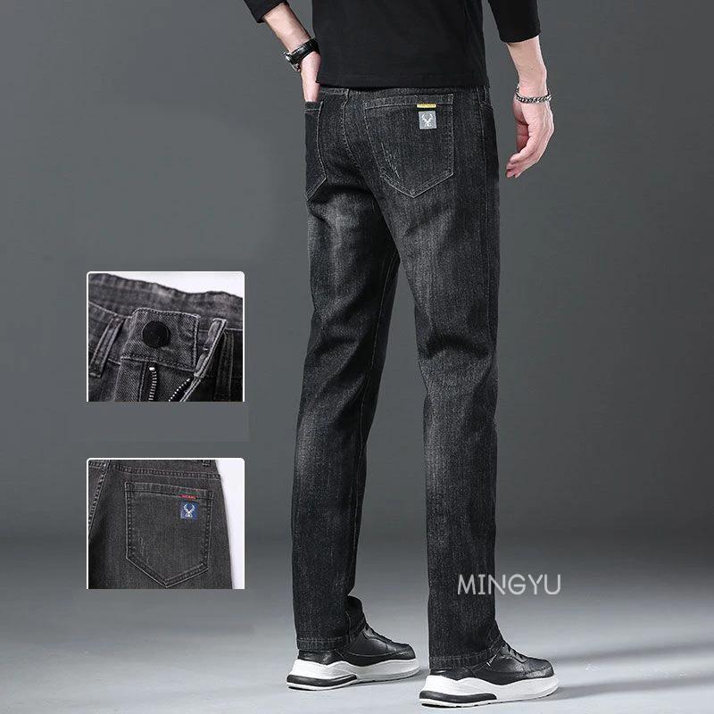 Jean en coton de haute qualité pour hommes, style rétro gris, coupe slim, extensible, streetwear, im