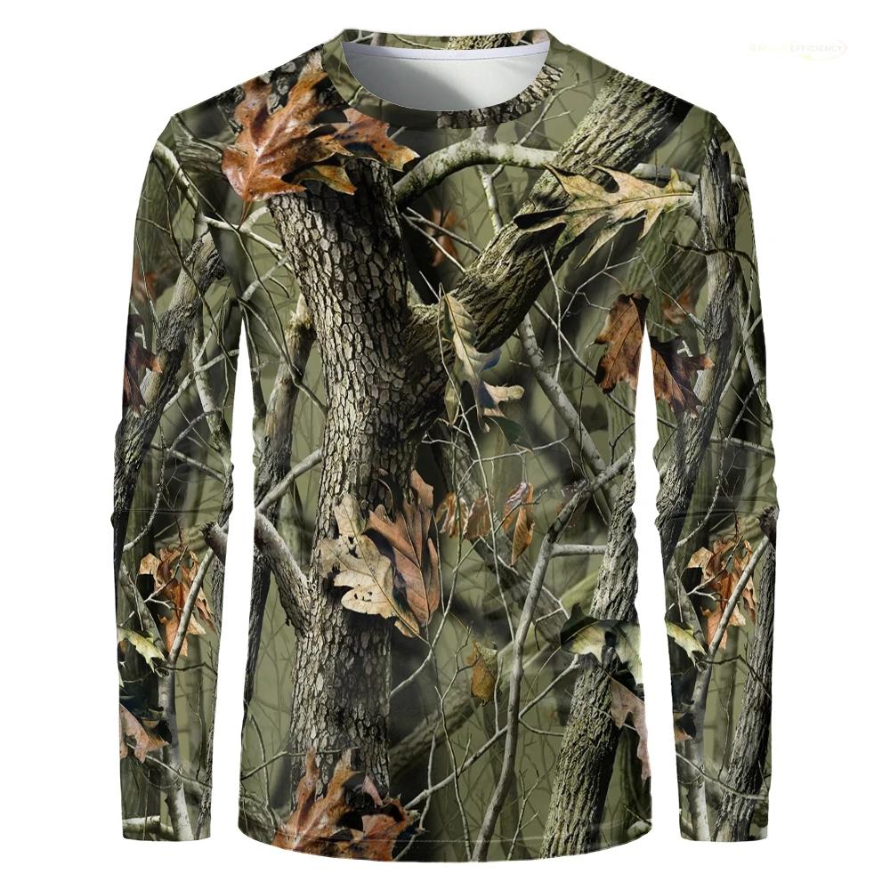 Hommes Camouflage forêt chasse T-shirt Utdoor séchage rapide respirant randonnée à manches longues T