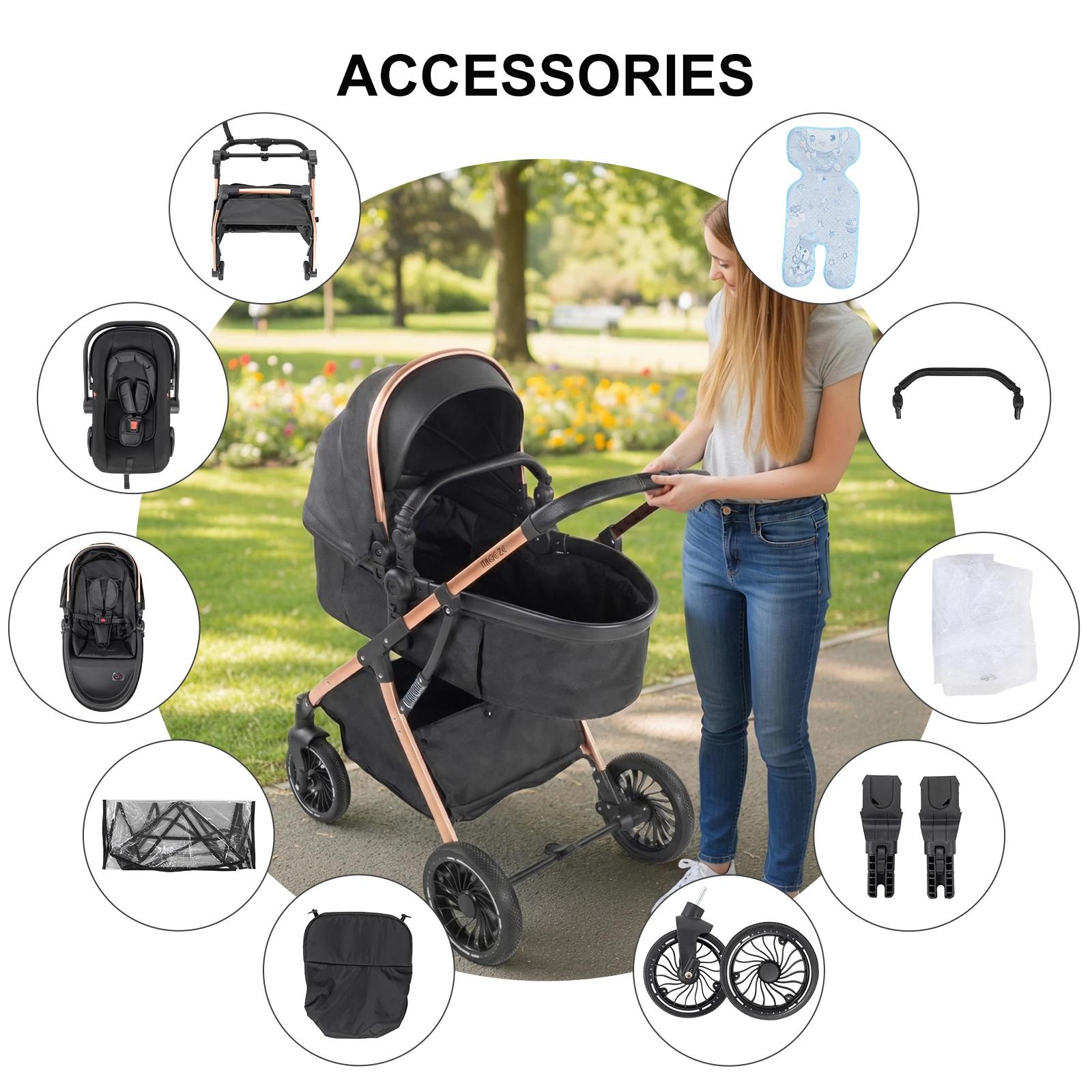 Poussette Bébé Nacelle Coque Œuf 3 en 1 Design Cocoon Type Utérus Convertible en Nacelle Plate Posit