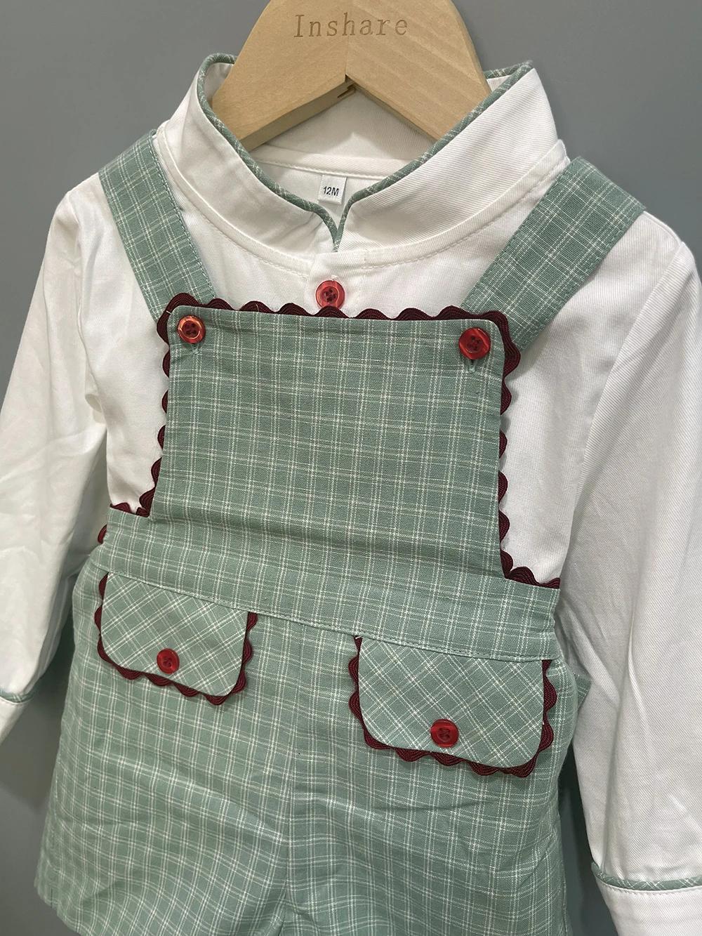 Vêtements Boutique d'automne pour enfants, ensemble manches longues, chemise blanche et pantalon à b