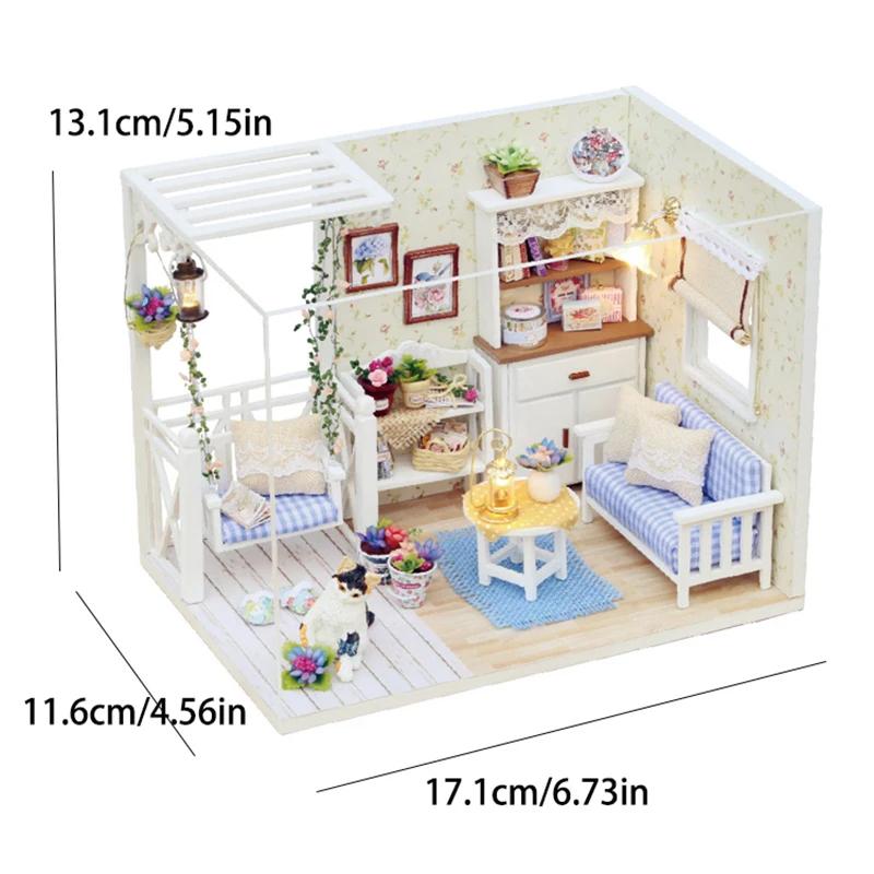 Mini maison de poupée chaton, Puzzle 3D, Kit de construction de maquettes, décoration créative de ch