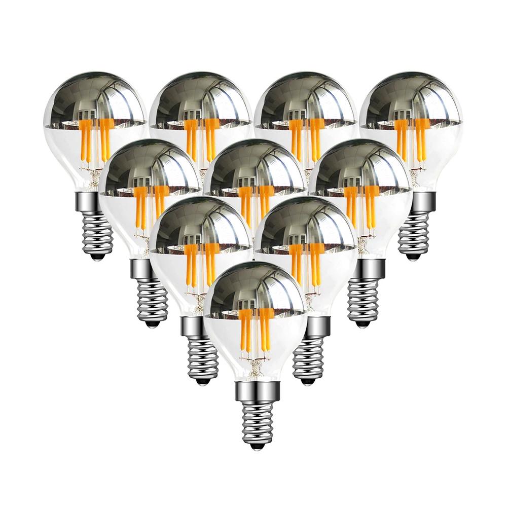 Ampoule LED Vintage à Pointe Argentée, Demi Chrome, Lampe Décorative, 40W, Filament Égal, Miroir, E1