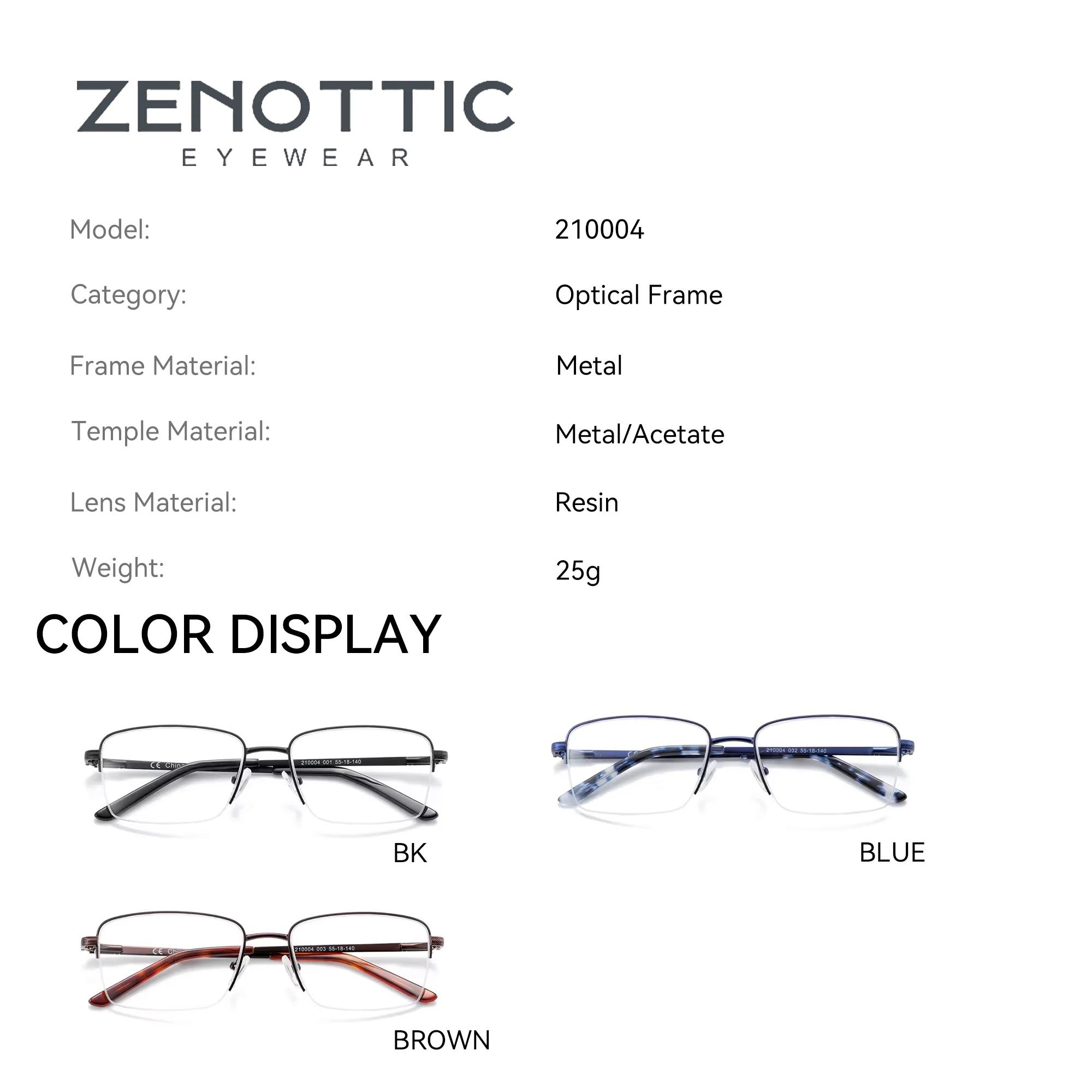 ZENOTTIC lunettes de Prescription demi-sans monture hommes Anti lumière bleue lunettes optiques phot