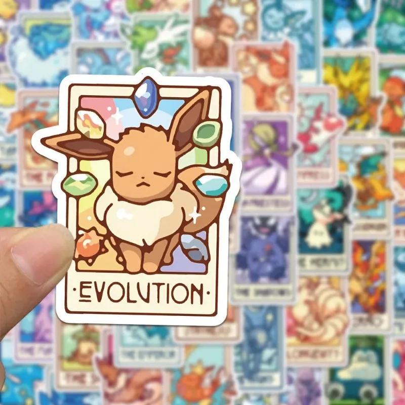 60 autocollants uniques Pokémon Tarot, imperméables, mignons, de dessin animé, pour coque de télépho