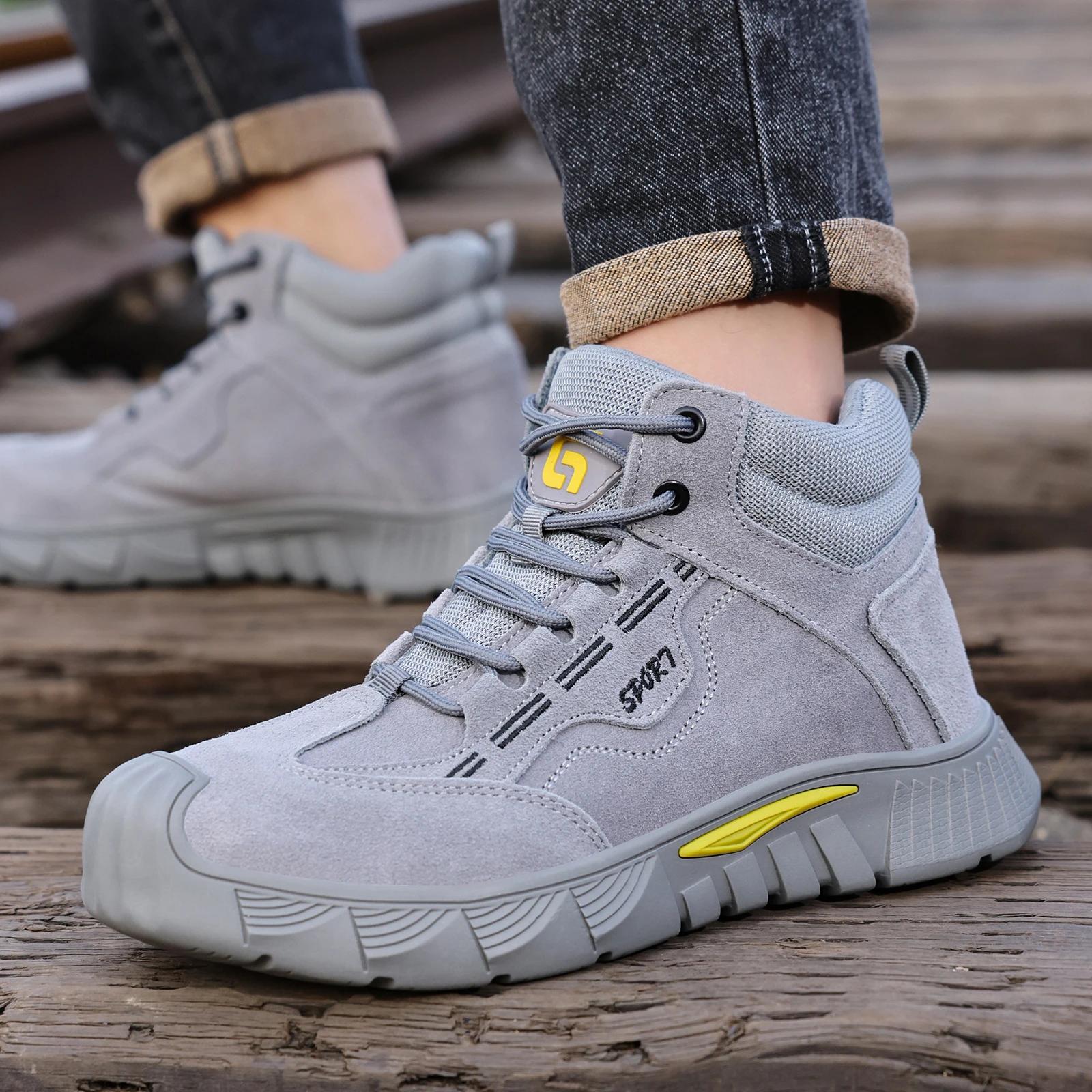 Chaussures de travail anti-choc et anti-perforation pour hommes GUYISA avec semelles en caoutchouc