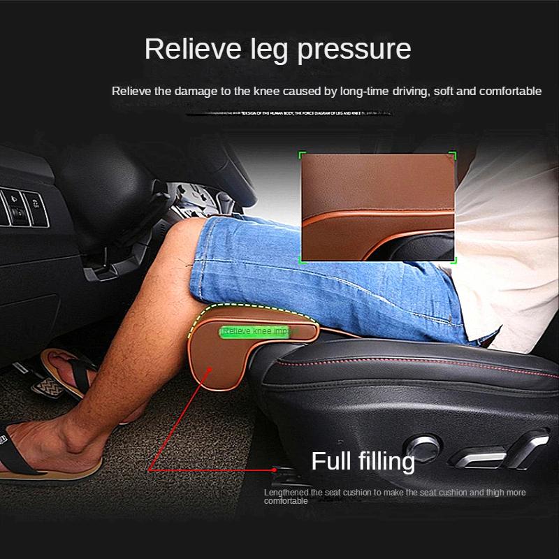 Coussin d'extension de siège de voiture en cuir, Support de jambe, oreiller en mousse à mémoire de f