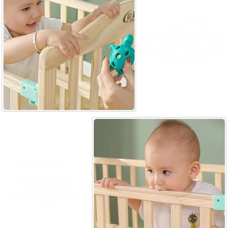 Lit bébé en bois de pin massif, lit double multifonctionnel, extensible jusqu'à 168 cm, adapté aux e