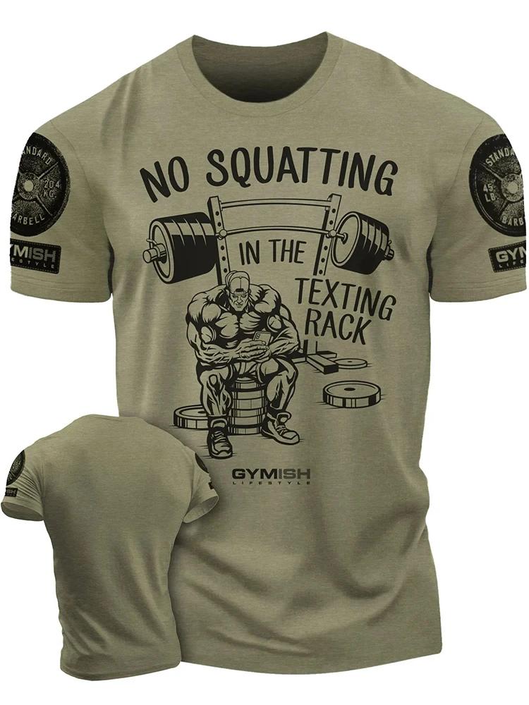 T-shirt col rond pour hommes, confortable et respirant, avec lettres imprimées, pour entraînement mu