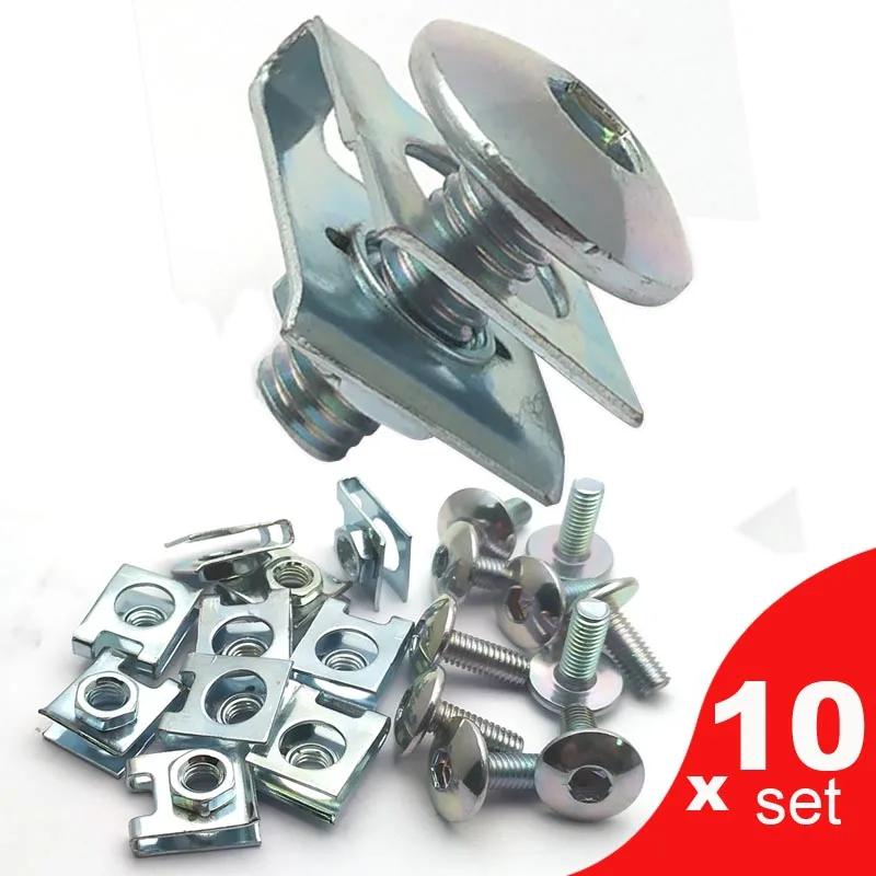Lot de 10 boulons de vis de couvercle en plastique argenté M6 pour moto, Scooter, ATV, cyclomoteur, 