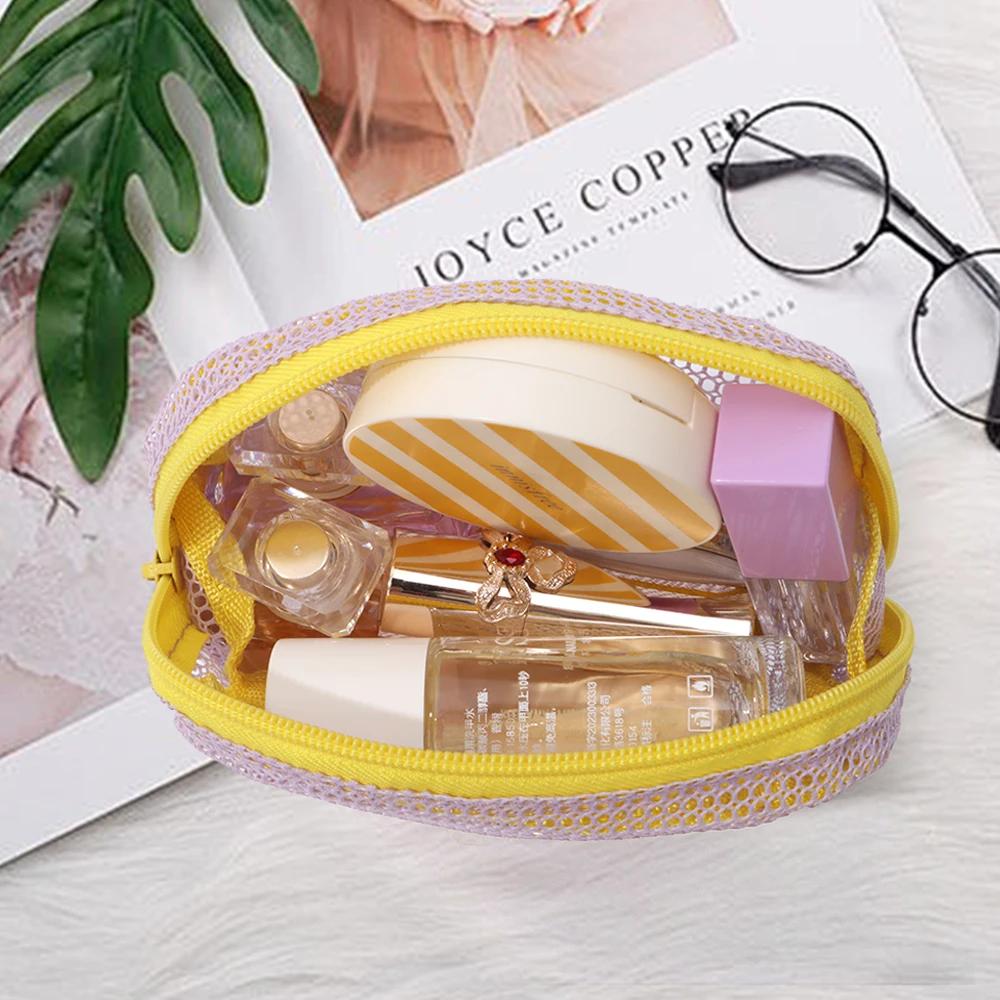 Sac de rangement couleur Dopamine, grande capacité, sac à cosmétiques en maille couleur bonbon, trou