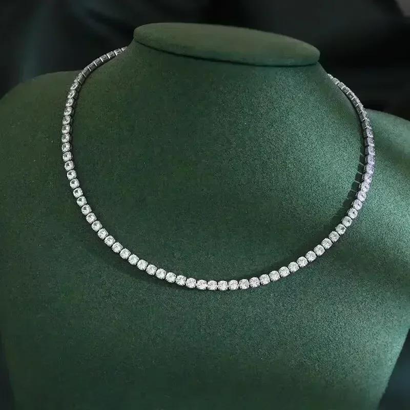 Collier en argent Sterling 925, chaîne en Zircon pour femmes, mode Simple, bijoux de fiançailles, de