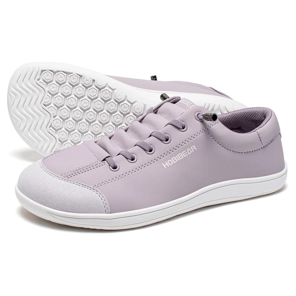 HOBIBEAR chaussures pieds nus unisexe bout large baskets en cuir artificiel zéro goutte sans lacet e