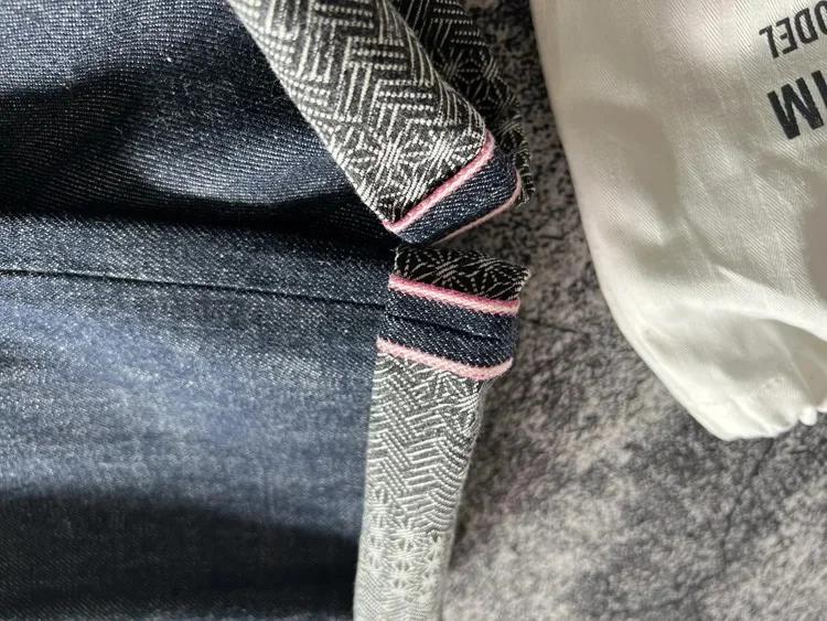 Jean en Denim Indigo à lisière épaisse et lourde de 15oz, pantalon droit ample à volants Sakura, pri