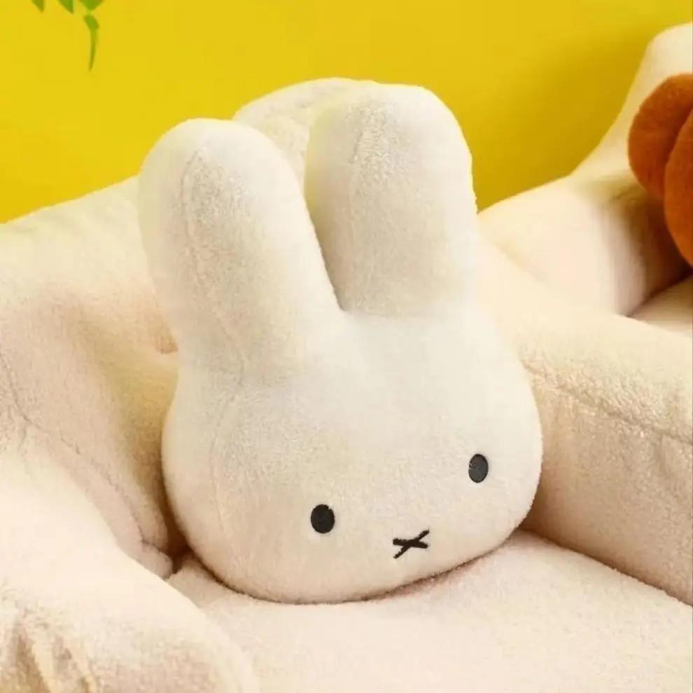 Miffy – poupée en peluche yeux noirs, jouet mignon, oreiller de lit Kawaii, doux et confortable, cou