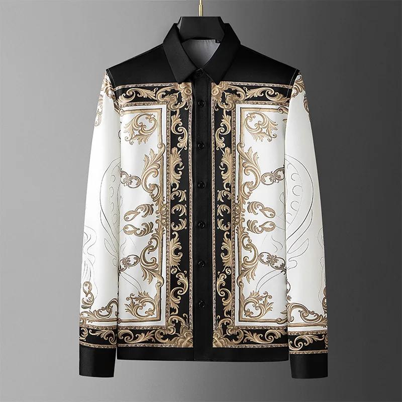 Chemise de Style palais de marque pour hommes, coupe cintrée, chemises sociales décontractées, haute