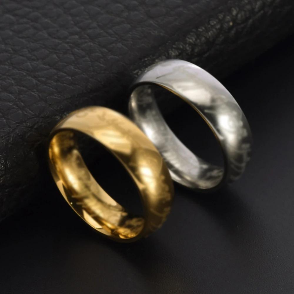 Bague sculptée dominatrice Simple en acier inoxydable, couleur or, mot de rune 3D, bagues de Couple,