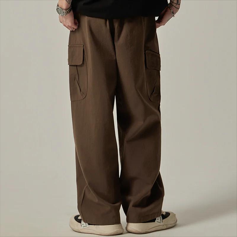 Pantalon de survêtement pour hommes, Vintage, japonais, jambes larges, droit, ample, boutons, grande