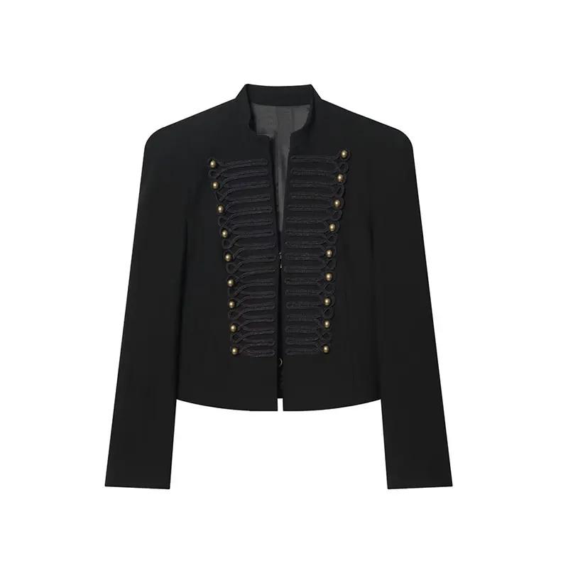 TFAFXY 2026 Printemps Veste Courte Décontractée pour Femme à Manches Fines et Patchwork, Style Urbai