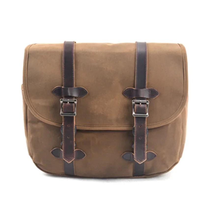 Sac latéral en toile teintée pour moto, sac de moto vintage, sac de vélo extérieur, batik, avertir