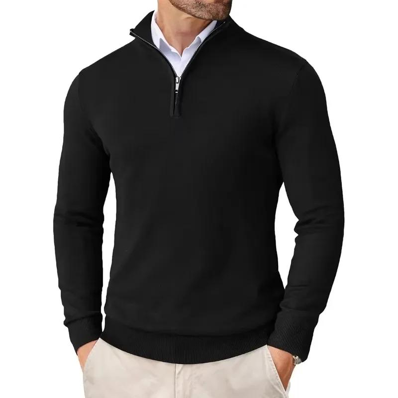 Pulls d'automne à fermeture éclair pour hommes, coupe cintrée, légers, à col montant, pour l'extérie