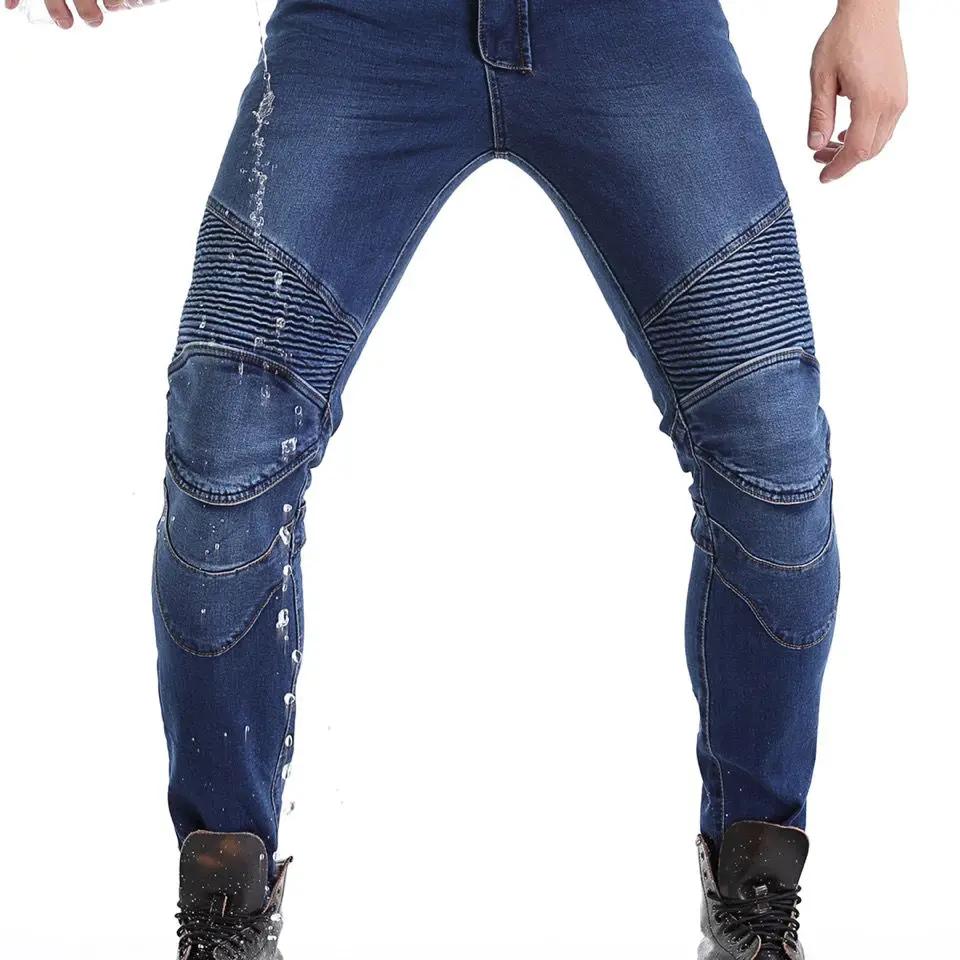 Jeans de moto brodés pour hommes, pantalon, ceinture de motocross, option d'équipement de protection