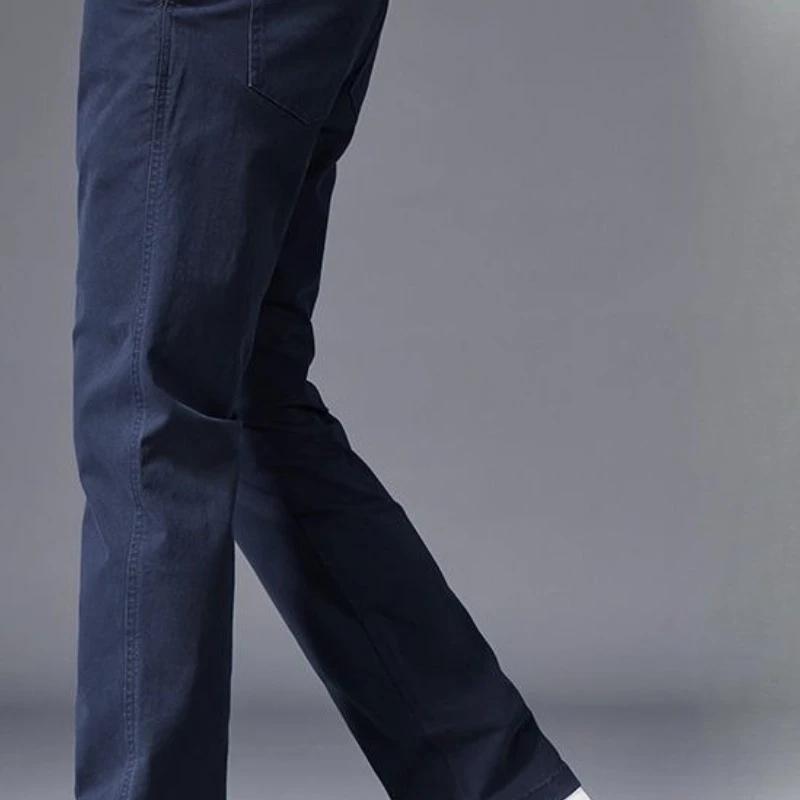 Pantalon en coton pour homme, coupe droite classique, élastique, couleur unie, décontracté, pour aff