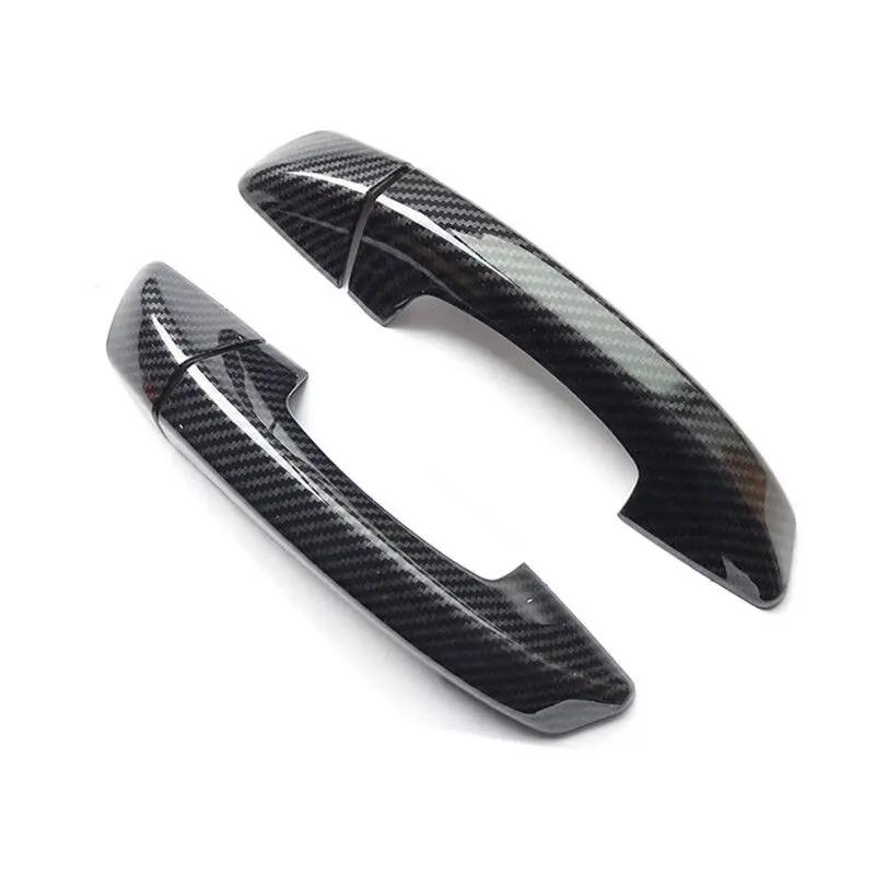 Couvercle de poignée de porte latérale de voiture en Fiber de carbone chromé noir, garniture de styl